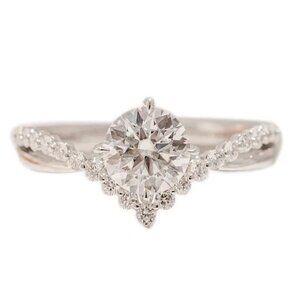 High Quality Moissanite Twisted Band Engagement Ring – Size 8, Sterling Silver